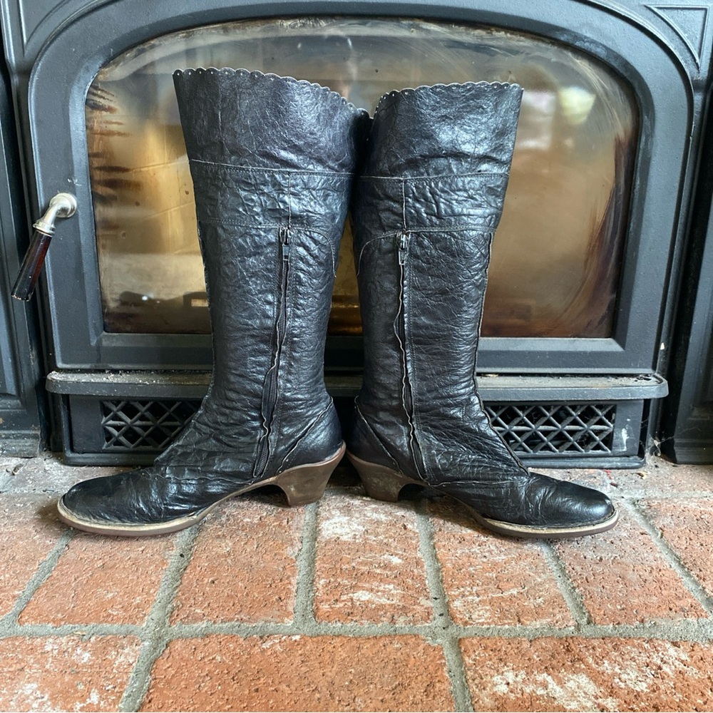 EL NATURALISTA Tall Black Leather Boots Zipper SZ 10 EUC 41 - Picture 5 of 9